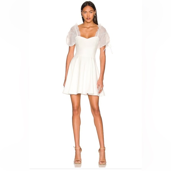 Amanda Uprichard Lovely Dress In Ivory Puff Sleeve Mini - Picture 1 of 11